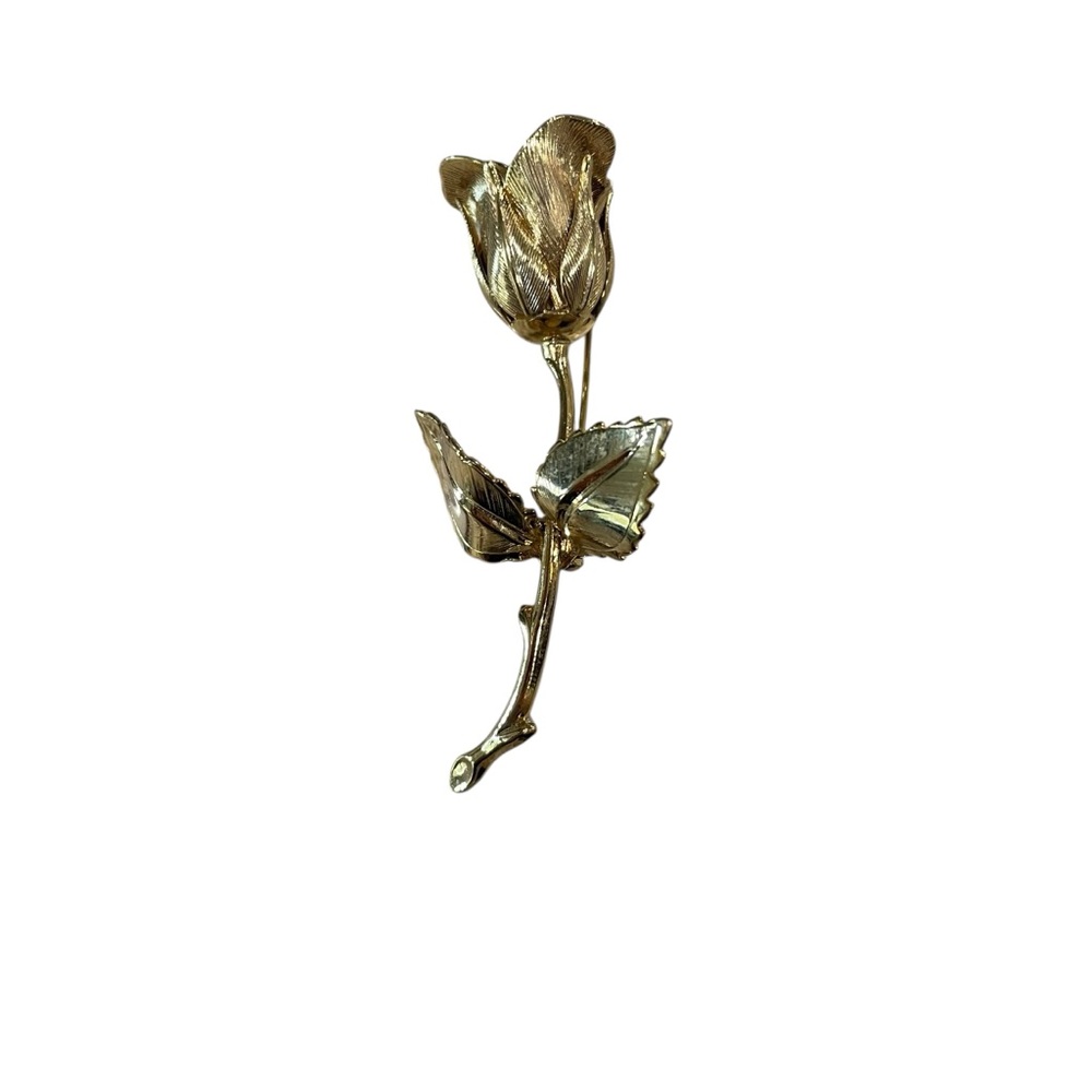 Giovanni Gold Tone Rose Flower Brooch Pin Vintage Floral